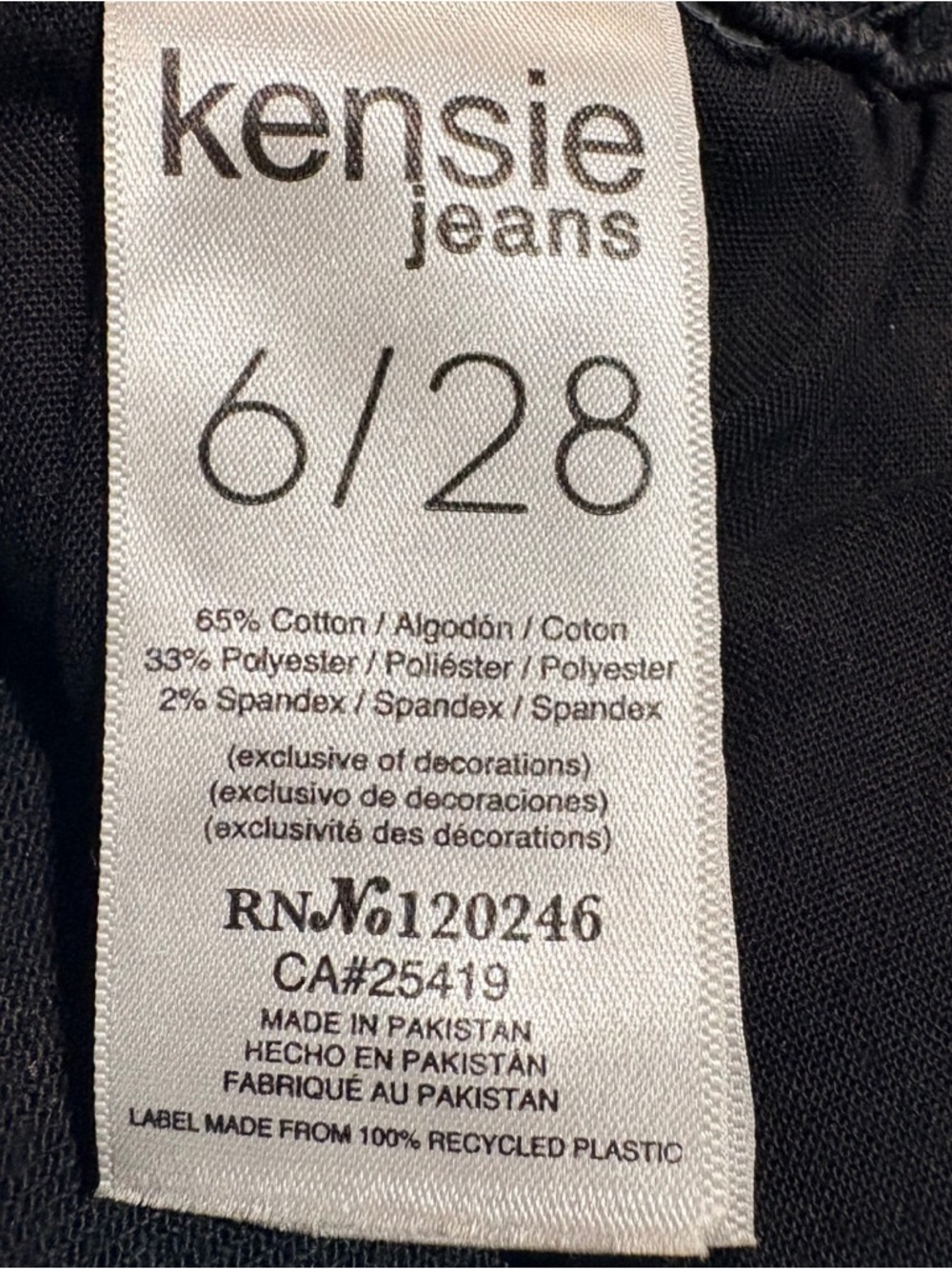 Kensie Savannah High Rise Flare Jeans Black Stretch Denim Size 24 - Picture 8 of 8